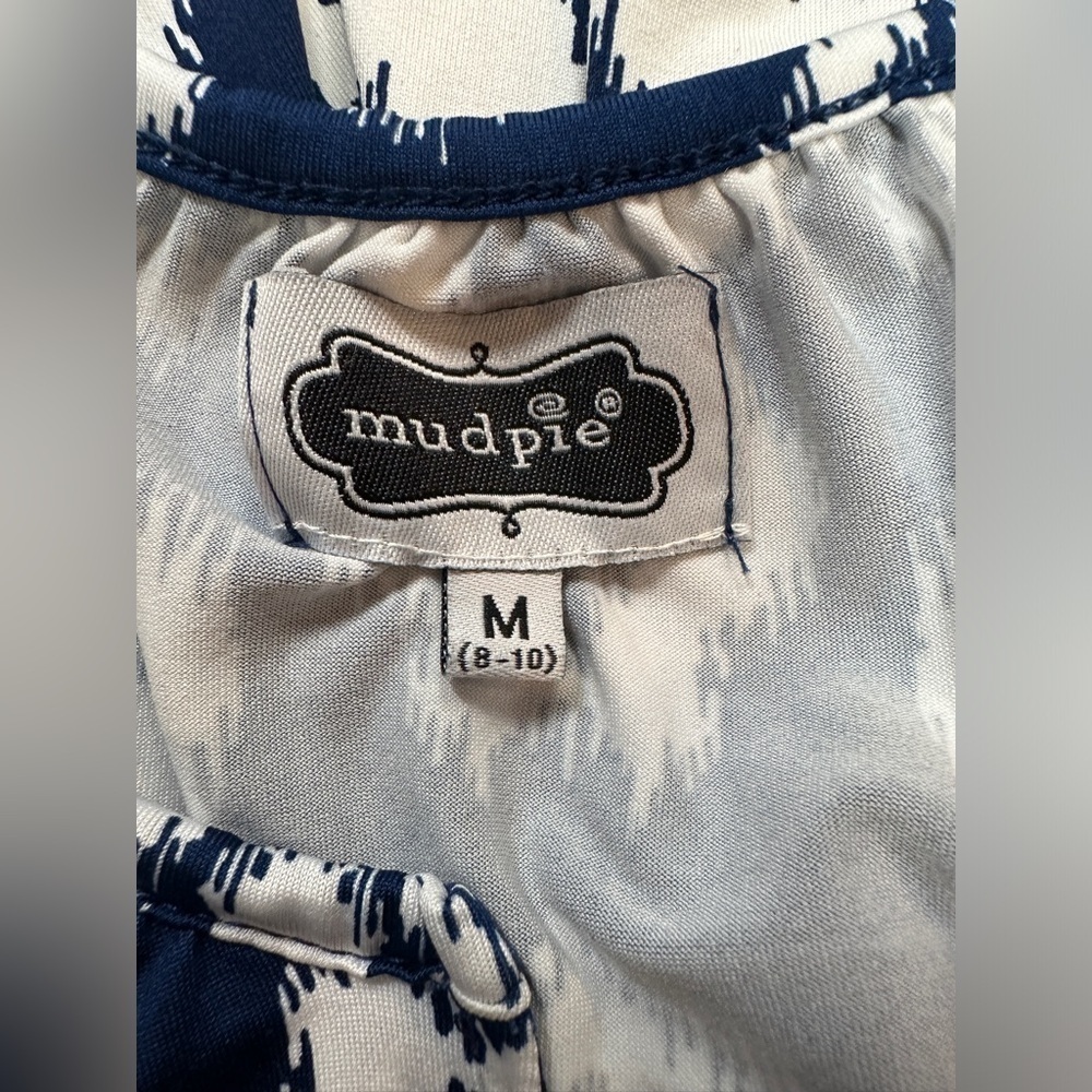 Mud Pie Navy & White Ikat Print 3/4 Length Sleeve Tunic Women’s Size Med (8-10) - Picture 7 of 8